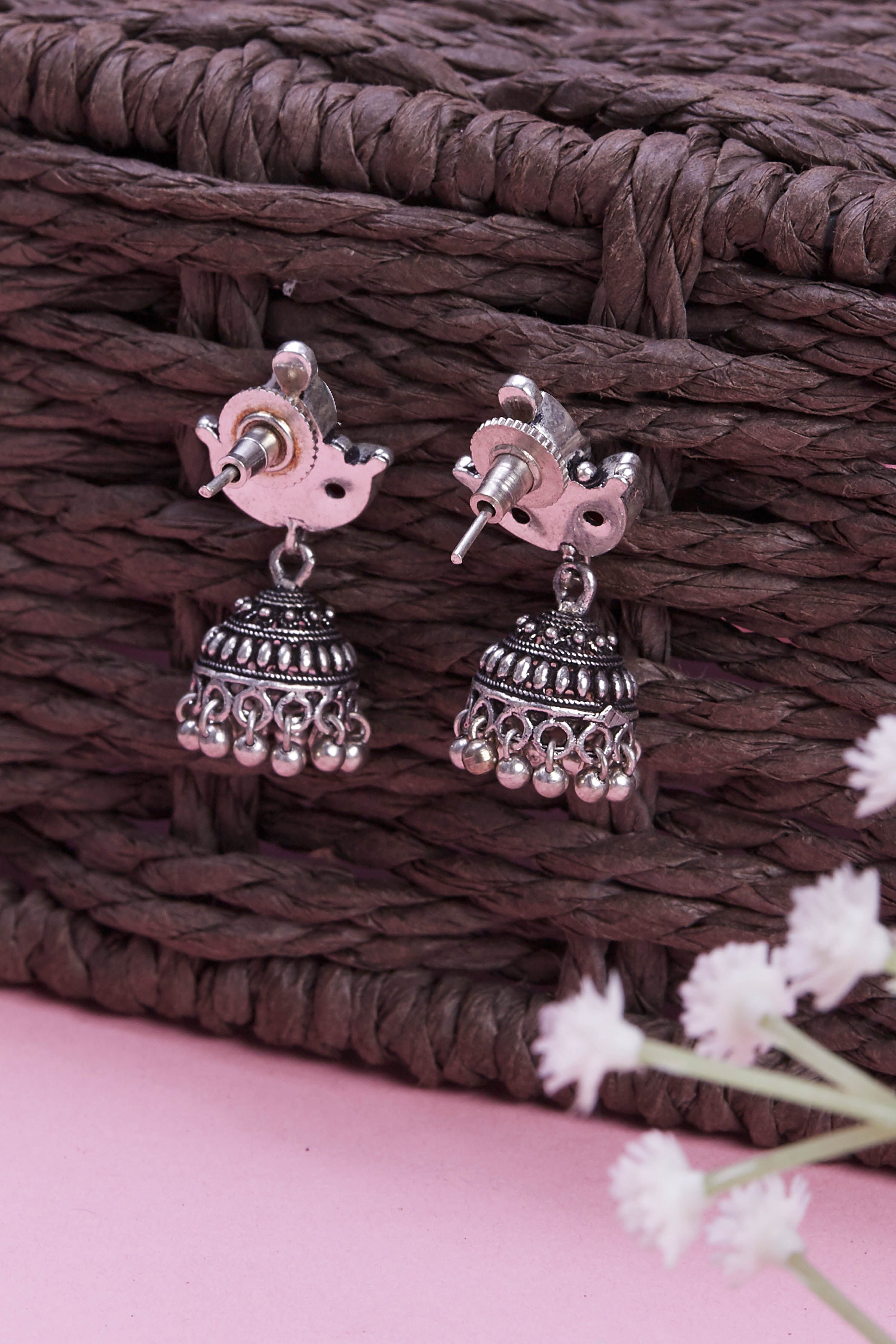 Red Brass Jhumka image number 2