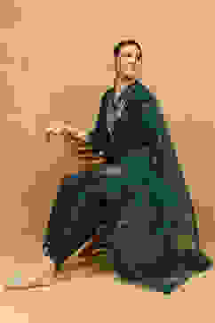 Deep Green Embroidered A-Line Suit Set image number 0