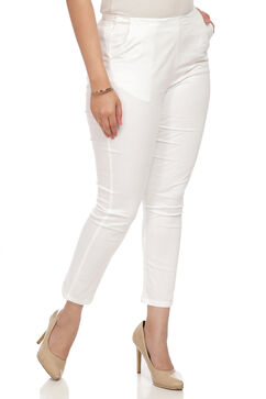 White Art Silk Slim Pants image number 2