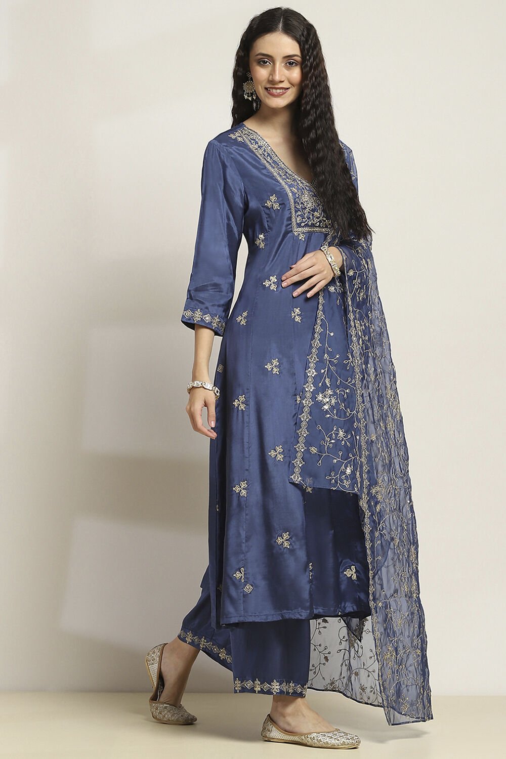 Blue Viscose Kalidar SET image number 5