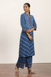 Indigo Blue Viscose Rayon Straight Kurta Pants Set image number 5