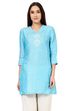 Blue Flared Poly Cotton Indie Top image number 0
