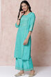 Green Art Silk Straight Kurta image number 2