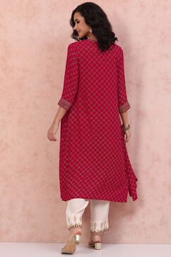 Fuchsia Art Silk Shrug Style Kurta image number 4