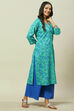 Green LIVA Straight Kurta image number 3