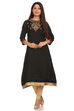 Black Cotton A-Line Kurta image number 0