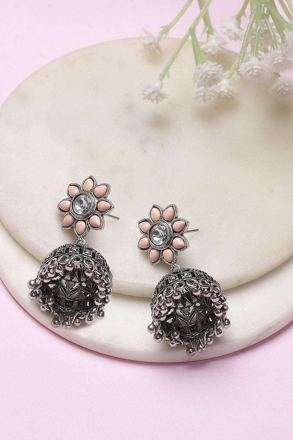 Pink Brass Jhumka image number 0