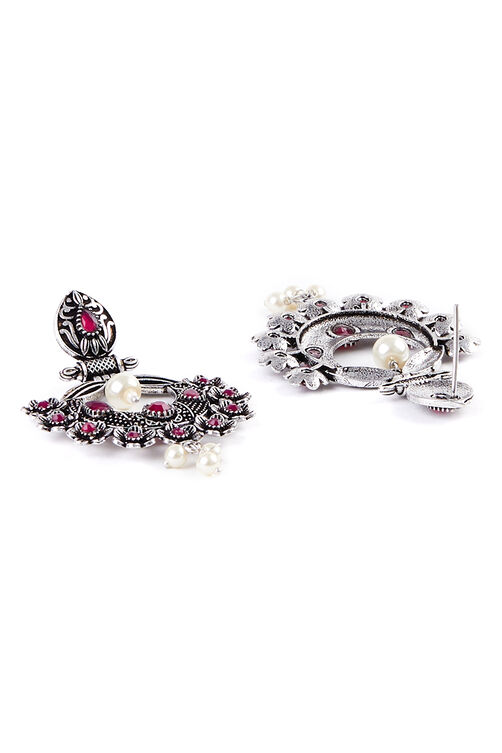 Dark pink Metal Brass Earrings image number 3