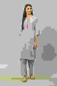 Aqua Blue Viscose Straight Printed Kurta Palazzo Suit Set image number 6