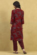 Green-Maroon Viscose Blend Printed Straight Kurta Pants Set image number 4