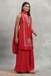 Red Polyester Solid Straight Sharara Suit Set image number 5