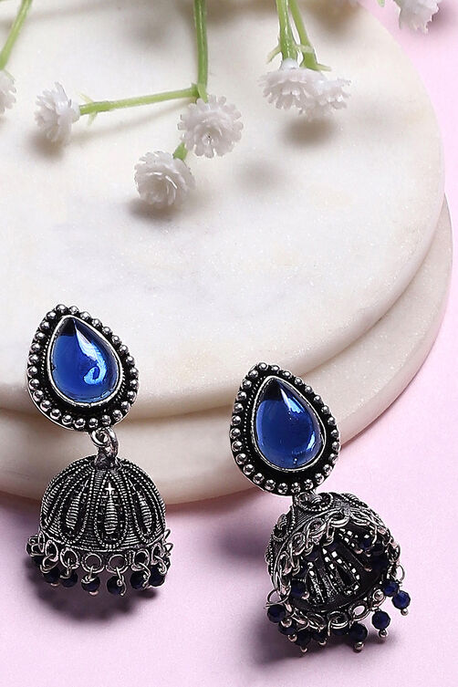 Navy Brass Jhumka image number 0