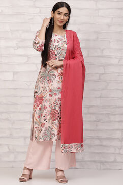 Pink LIVA Straight Suit Set image number 0