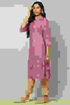 Purple Viscose Blend Floral Printed Straight Kurta image number 2