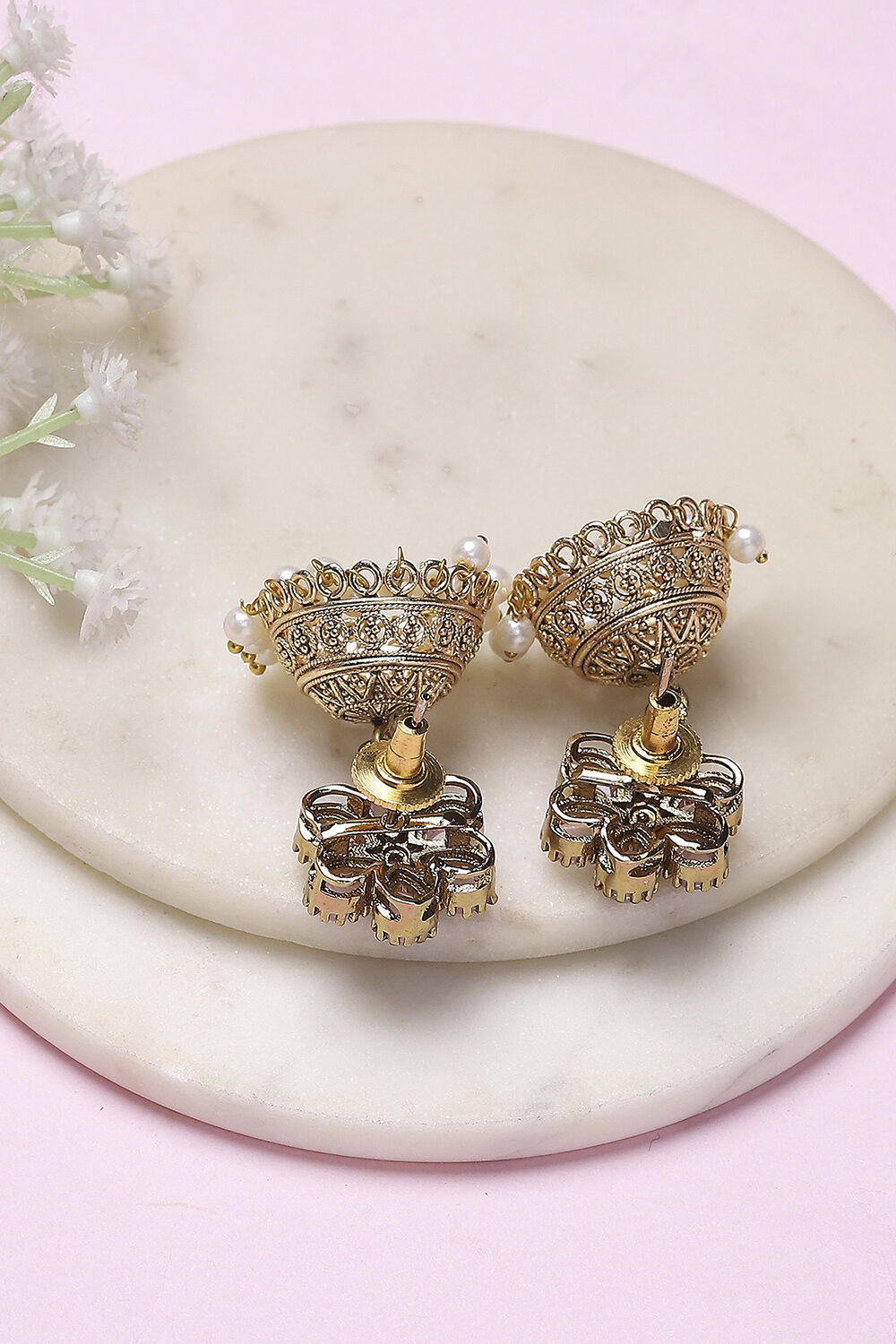 Pink Brass Jhumka image number 2