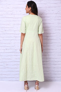 Mint Green Cotton Slub Kalidar Dress image number 5