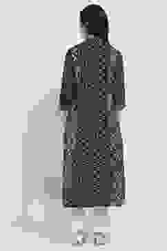 Indigo Cotton Printed A-Line Kurta image number 3