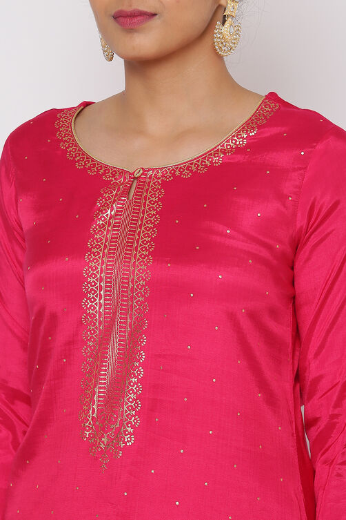 Pink Viscose Straight Suit Set image number 1