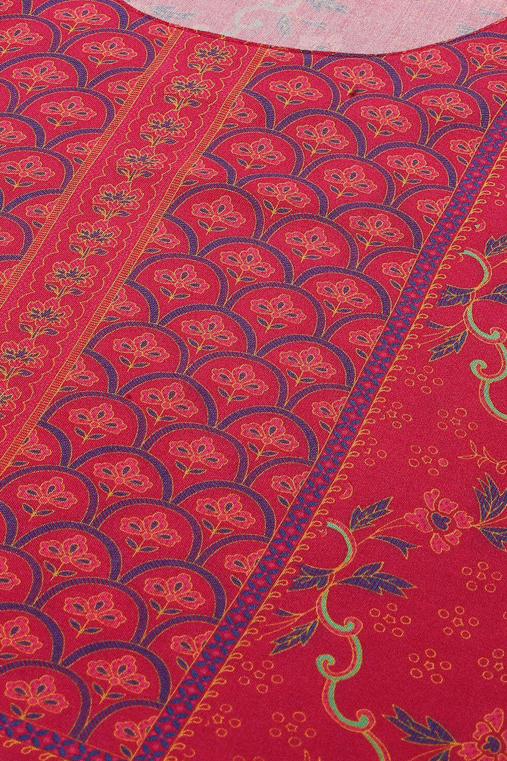 Pink LIVA Straight Printed Kurta image number 1