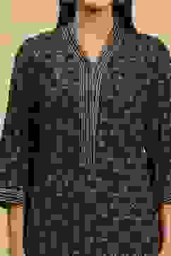 Brown Viscose Blend Printed Straight Kurta Pants Set image number 1