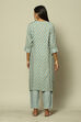 Blue Cotton Blend Straight Printed Kurta Palazzo Suit Set image number 4