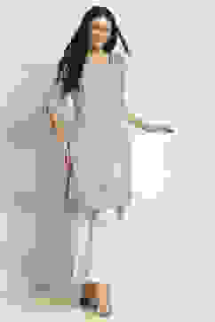 Blue Printed Straight Kurta image number 6