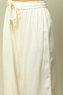 Off White Cotton Blend Straight Yarndyed Kurta Palazzo Suit Set image number 2