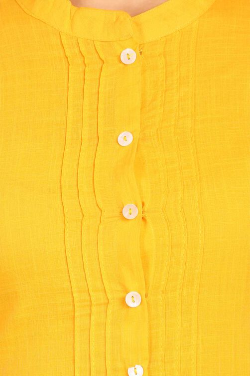 Yellow Straight Cotton Kurta image number 4