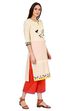 Beige Straight Cotton Kurta image number 3