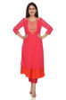 Pink Flared Polyester Kurta image number 0