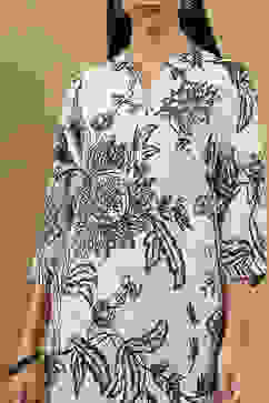 Grey and Black Printed Straight Kurta image number 1