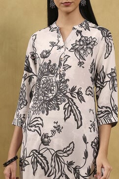Black Viscose Rayon Printed Straight Kurta image number 1