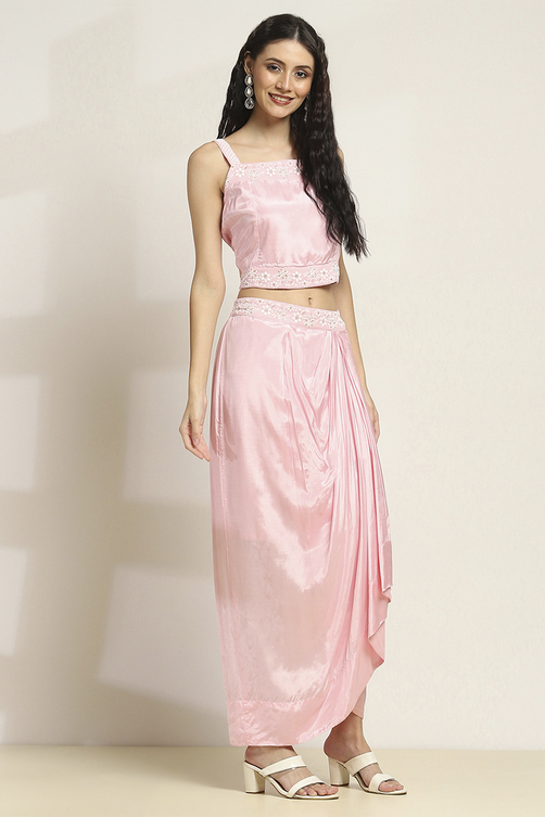 Pink Viscose Skirt Set image number 6