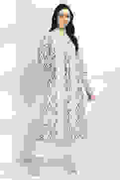 White Cotton Printed A-Line Kurta image number 4