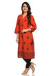 Rust Straight Cambric Cotton Kurta image number 2