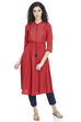 Red Flared Viscose Dress image number 0