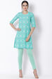 Mint Green Cotton Straight Kurta image number 2
