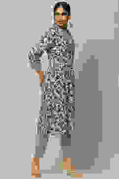 Black Rayon Straight Suit Set image number 5