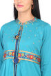 Turquoise Front Open Cotton Kurta image number 1