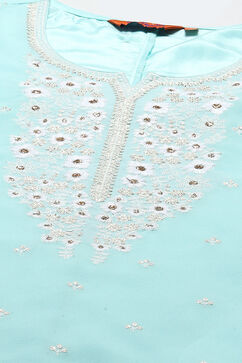 Aqua Blue Poly Georgette Kurta & Garara Suit Set image number 1