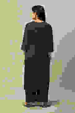 Black LIVA Straight Printed Kurta image number 3