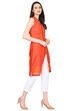 Pink & Orange Straight Polyester Kurta image number 2