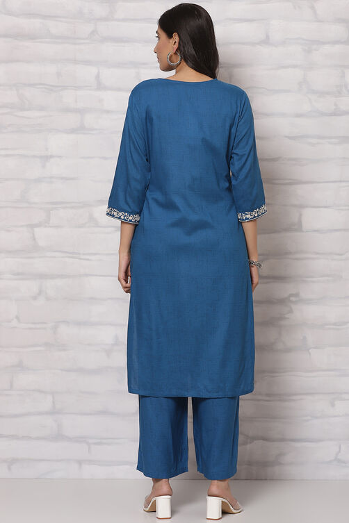 Blue LIVA Kurta Set image number 4