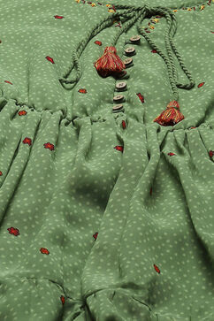 Green  Polyester Tiered Dress image number 1