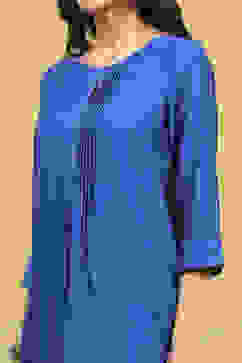 Blue Solid Straight Kurta image number 1