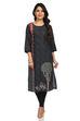 Black Straight Cotton Kurta image number 0