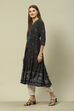 Black LIVA Tiered Printed Dress image number 2