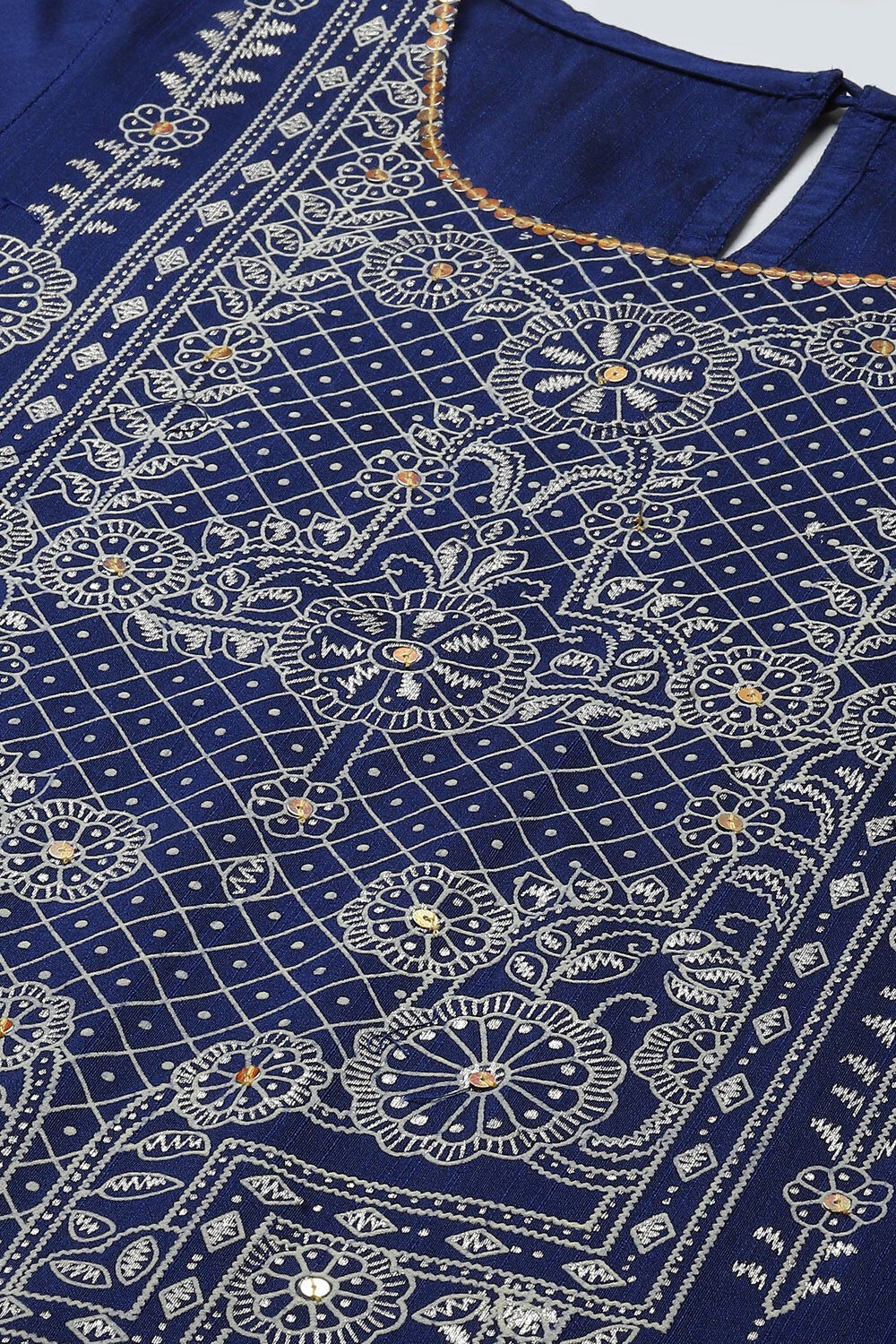 Blue Art Silk Straight Kurta image number 1