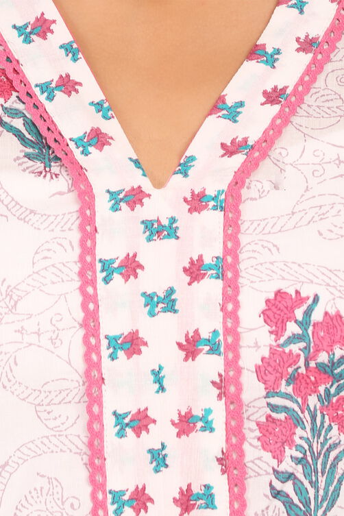 White Cotton Straight Kurta image number 4