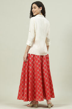 Red Art Silk Skirt Set image number 4